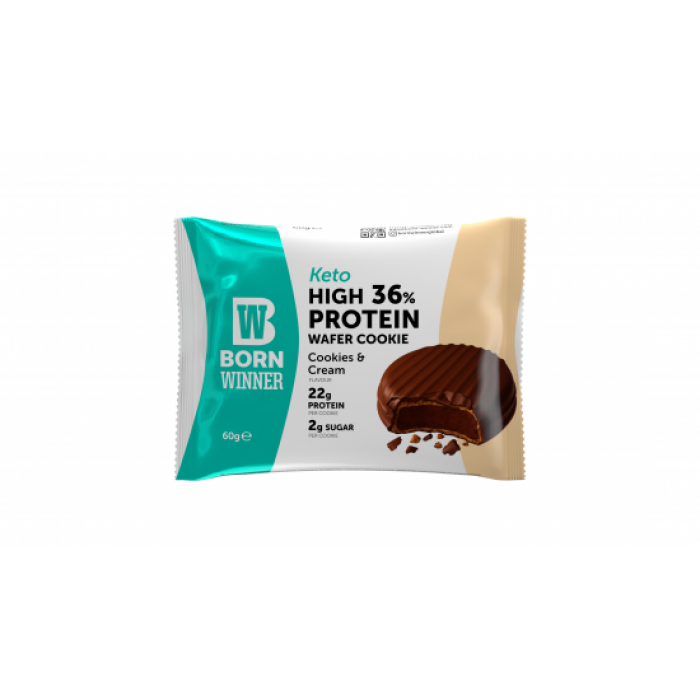 Born Winner Keto High 36% Protein Wafer Cookie Cookies & Cream 60 гр